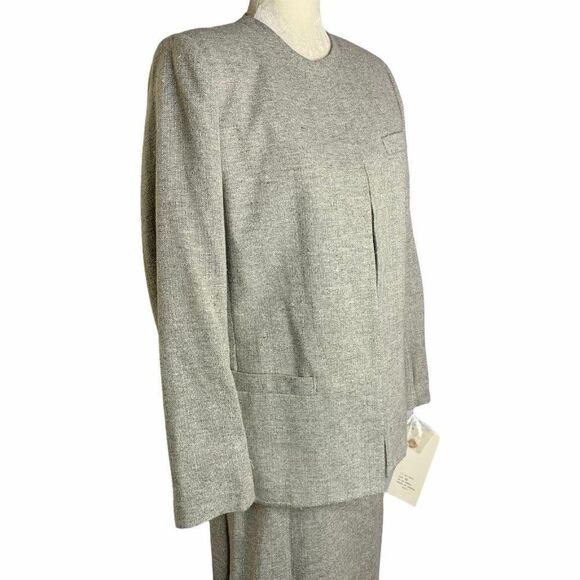 Vintage Linen Blazer Skirt Suit Set Size S Grey - Picture 3 of 10